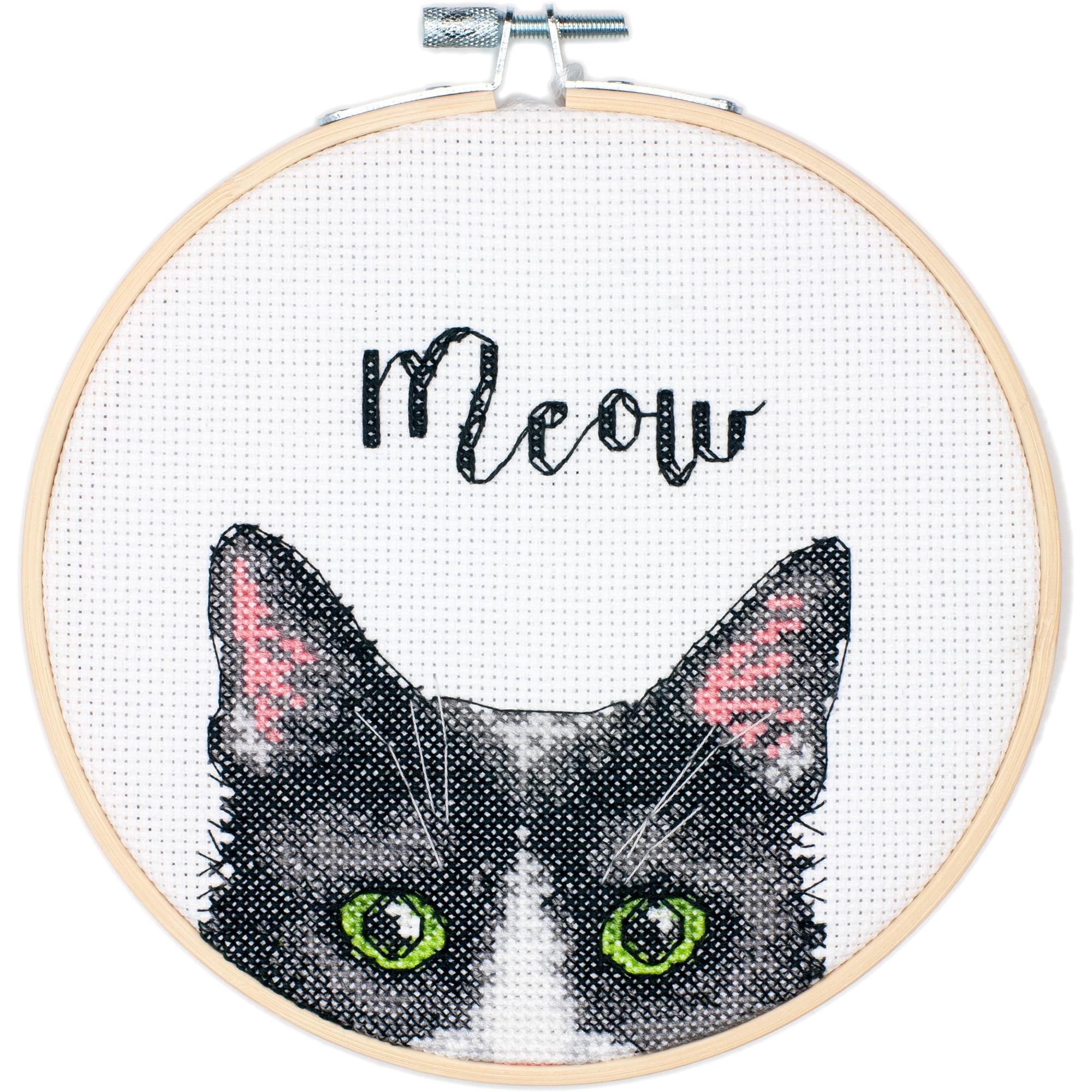 1 Set Beginner Embroidery Kit Cat Embroidery Kits Cartoon Cross Stitch Kit Unfinished Embroidery Kit, Size: 30.00