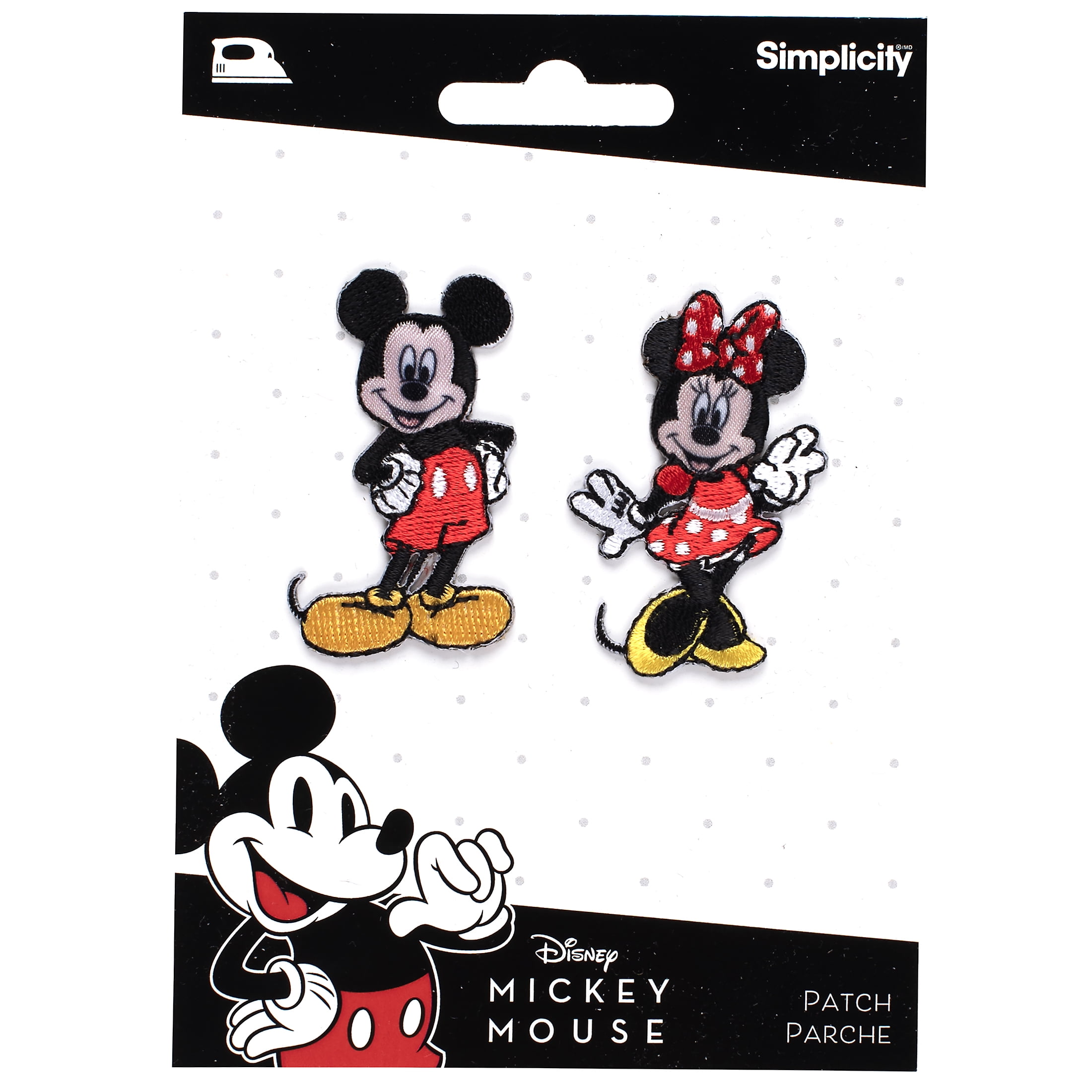 Lapjes Appliqués - Mickey Mouse XL Mickey M - overdrukplaatjes opzetstukken Applicaties opnaaien opstrijken Lap Patches, Maat: 18 x 20 cm