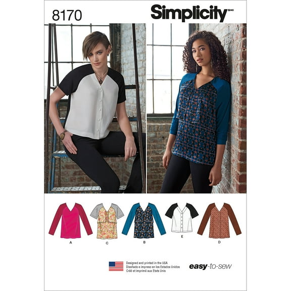Simplicity Misses Easy To Sew Tunics & Tops, 5 Piece