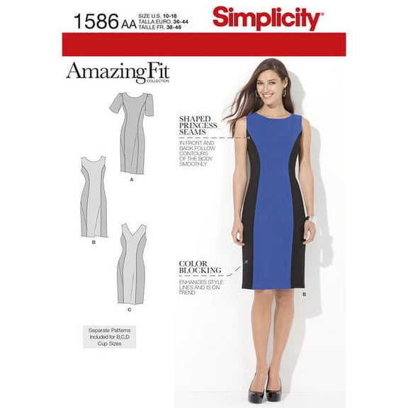 Simplicity Misses' & Plus Size 10-18 Amazing Fit Dress Pattern, 1 Each