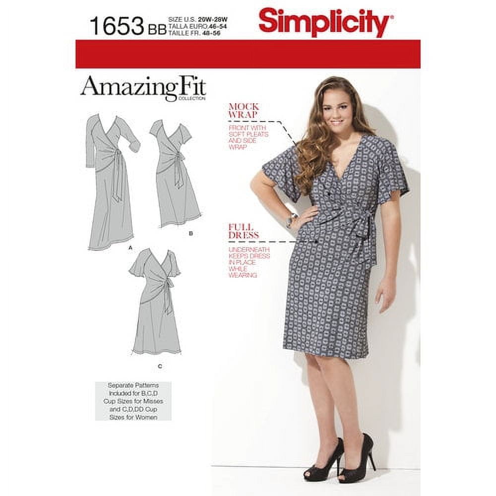 Simplicity 1586 Womens Size BB 20W-22W-24W-26W-28W Dress W/individual  Pattern Pieces C/D/DD Cup Sizes. for Slim/average/curvy. NEW Pattern 