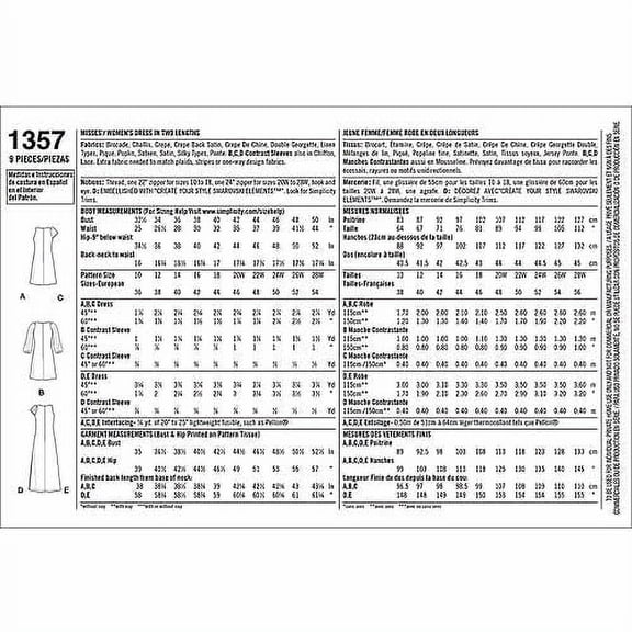 Simplicity Misses' Plus Size 20W-28W Dresses Pattern, 1 Each