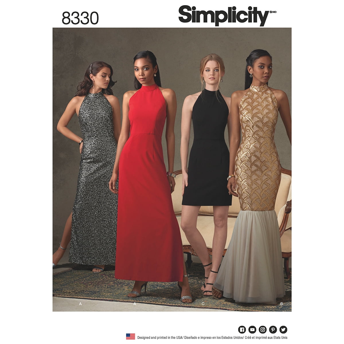 simplicity cocktail dress 1980s Simplicity 9829 Plunging V Neckline COCKTAIL DRESS Pattern Womens Vintage Sewing Pattern Size 10 Bust 32