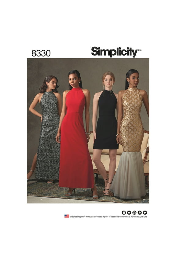 Simplicity Misses' Size 12-20 Special Occasion Open Back Dress Pattern, 1 Each