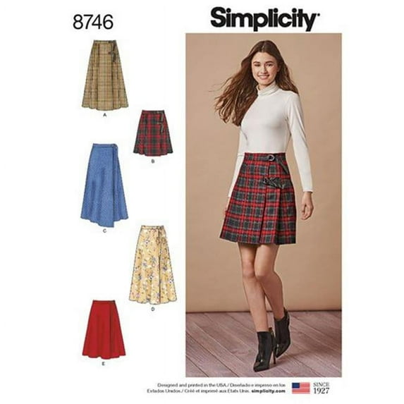 Simplicity Misses' Size 14-22 Wrap Skirt Pattern, 1 Each