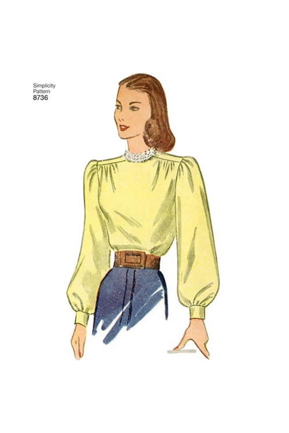 Simplicity Misses' Size 16-24 Vintage 1940s Blouse Pattern, 1 Each