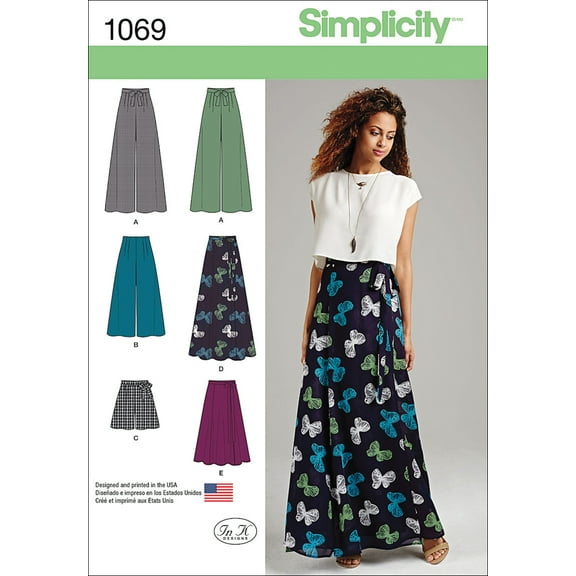 Simplicity Misses' Size 4-12 Wide Leg Pants, Shorts & Skirts Pattern, 1 Each