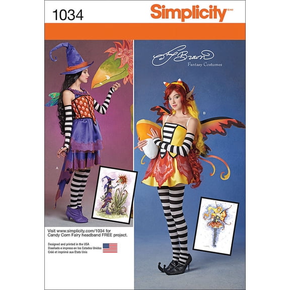 Simplicity Misses' Size 6-14 Amy Brown Fairy Costumes Pattern, 1 Each