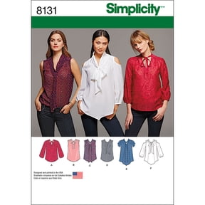 Simplicity Misses' Size 6-14 Bow Blouses with Sleeve Variations Pattern, 1 Each