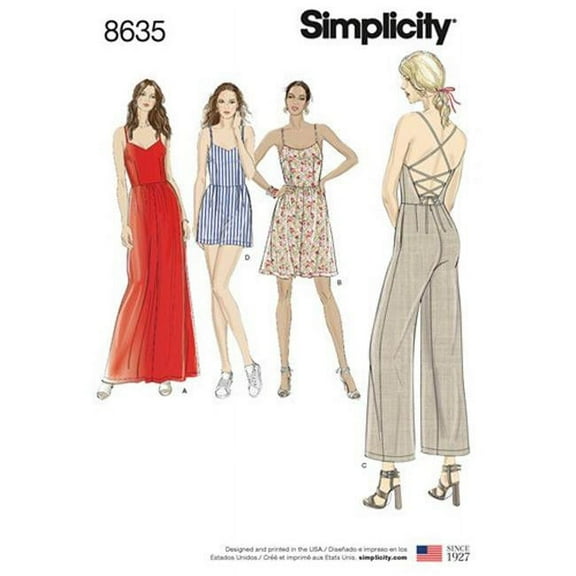 Simplicity Misses' Size 6-14 Dress, Jumpsuit & Romper Pattern, 1 Each