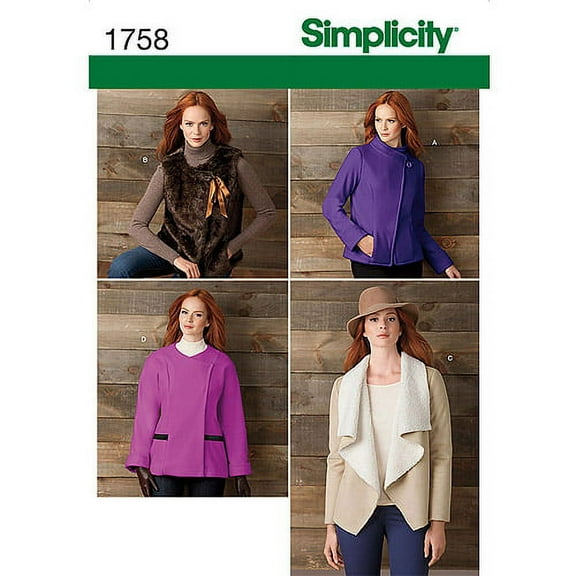 Simplicity Misses' Size 6-14 Jacket & Vest Pattern, 1 Each
