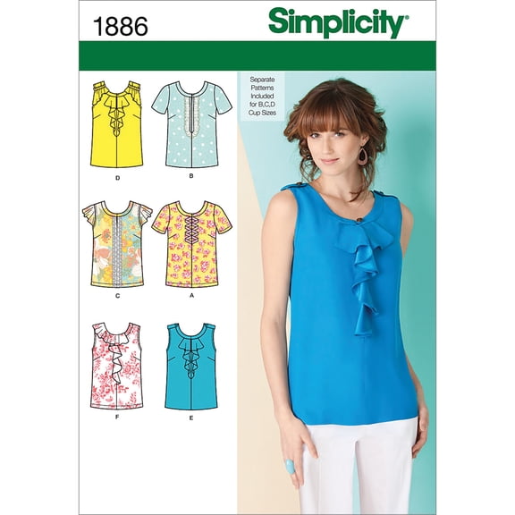 Simplicity Misses' Size 6-14 Tops & Vests Pattern, 1 Each