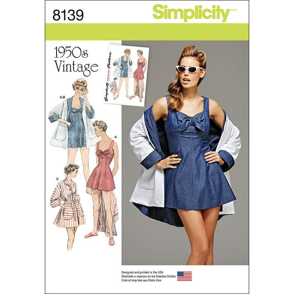 Simplicity Misses' Size 6-14 Vintage Bathing & Beach Coat Pattern, 1 Each