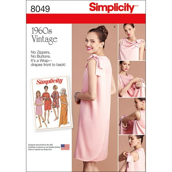 Simplicity Misses' Size 8-16 Vintage 1960'2 Three Armhole Dress Pattern, 1 Each