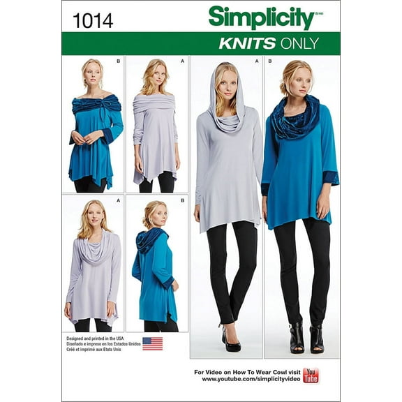 Simplicity Misses' Size XXS-XXL Knit Tunics Pattern, 1 Each