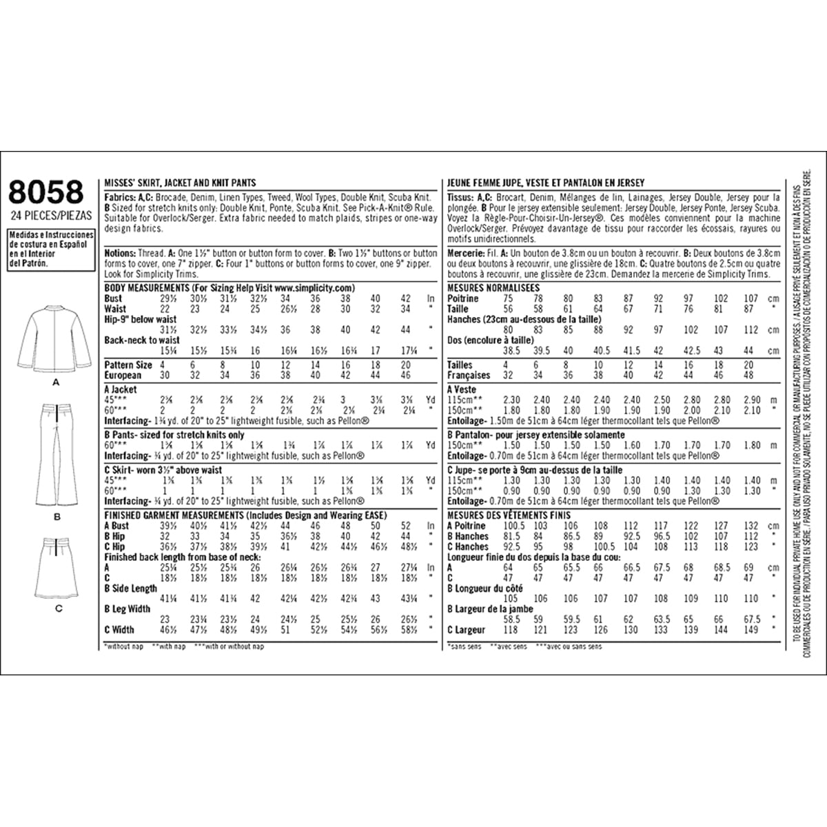 Simplicity Misses Suit Separates Cynthia Rowley Collection Patterns, 1