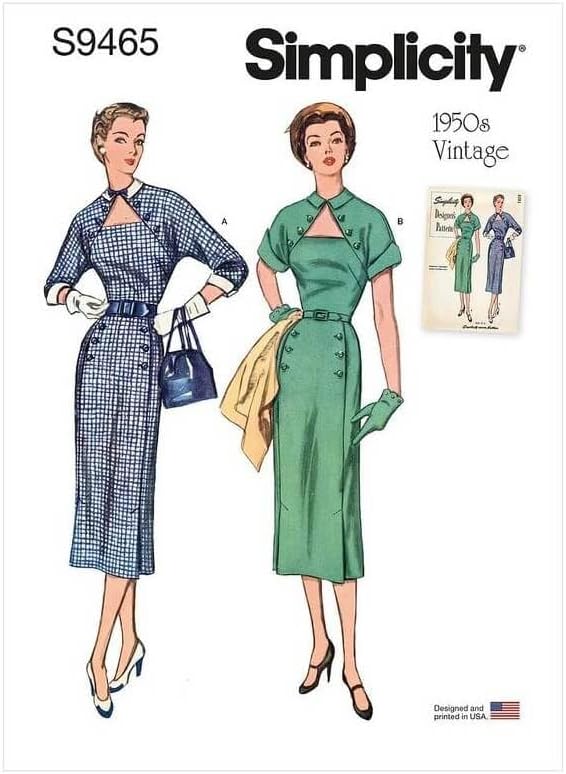 Simplicity Misses' Vintage Dress Sewing Pattern Kit, Code S9465, Sizes