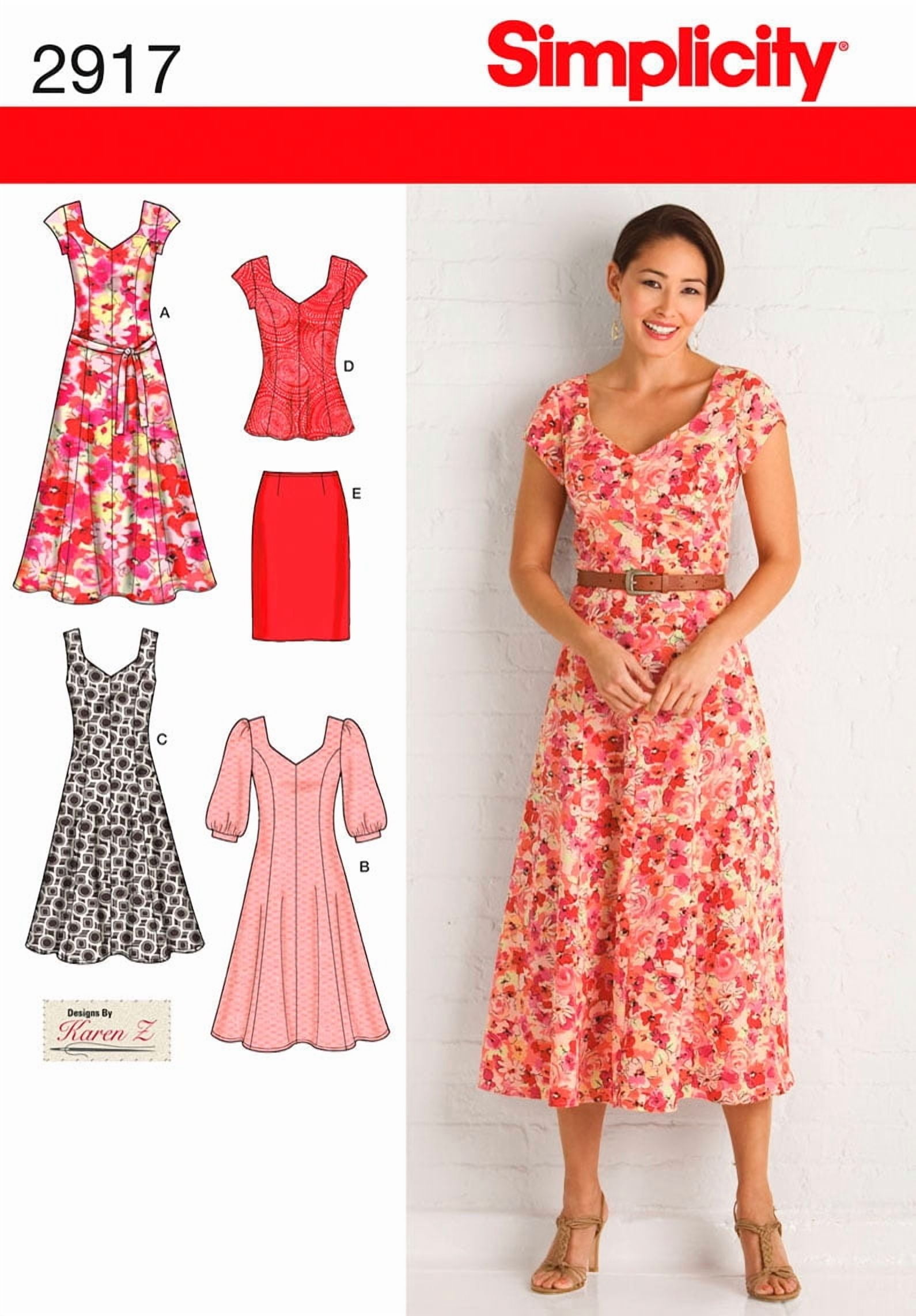 simplicity drop waist dress pattern Simplicity 9451 Drop Waist Dress with Gathered Skirt, Sleeveless and S –  Patterns Central main image 1
