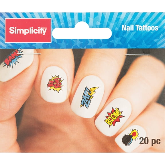 Simplicity Nail Tattoos 20/Pkg-Comic Words