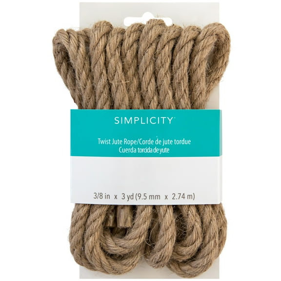 Simplicity Natural 3/8" Jute Twist Rope Trim, 3 Yards