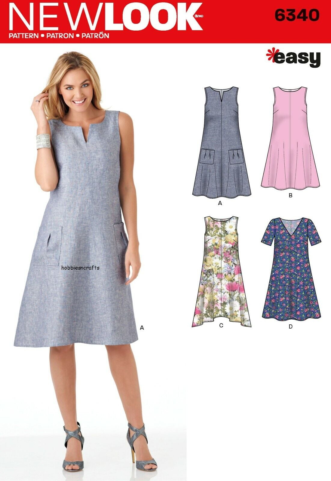 Simplicity New Look Patterns UN6340A Misses' Easy Dresses, A (8-10-12 ...