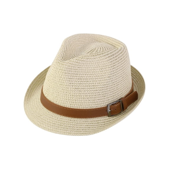 Simplicity Packable Straw Fedora Panama Sun Summer Beach Hat,Natural L/XL