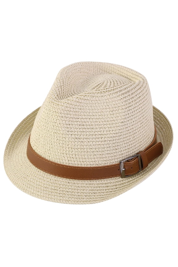 Packable Straw Fedora Panama Sun Summer Beach Hat,Natural L/XL