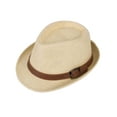 thumbnail image 1 of Simplicity Panama Style Fedora Straw Sun Hat with Leather Belt,Natural LXL, 1 of 4