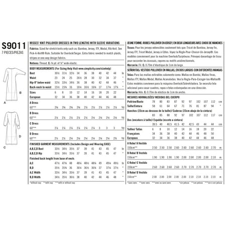 Simplicity Pattern: EASY-TO-SEW, Simplicity Sewing Pattern S9011 Misses' Knit Pullover Dresses Sizes R5 (14-16-18-20-22)