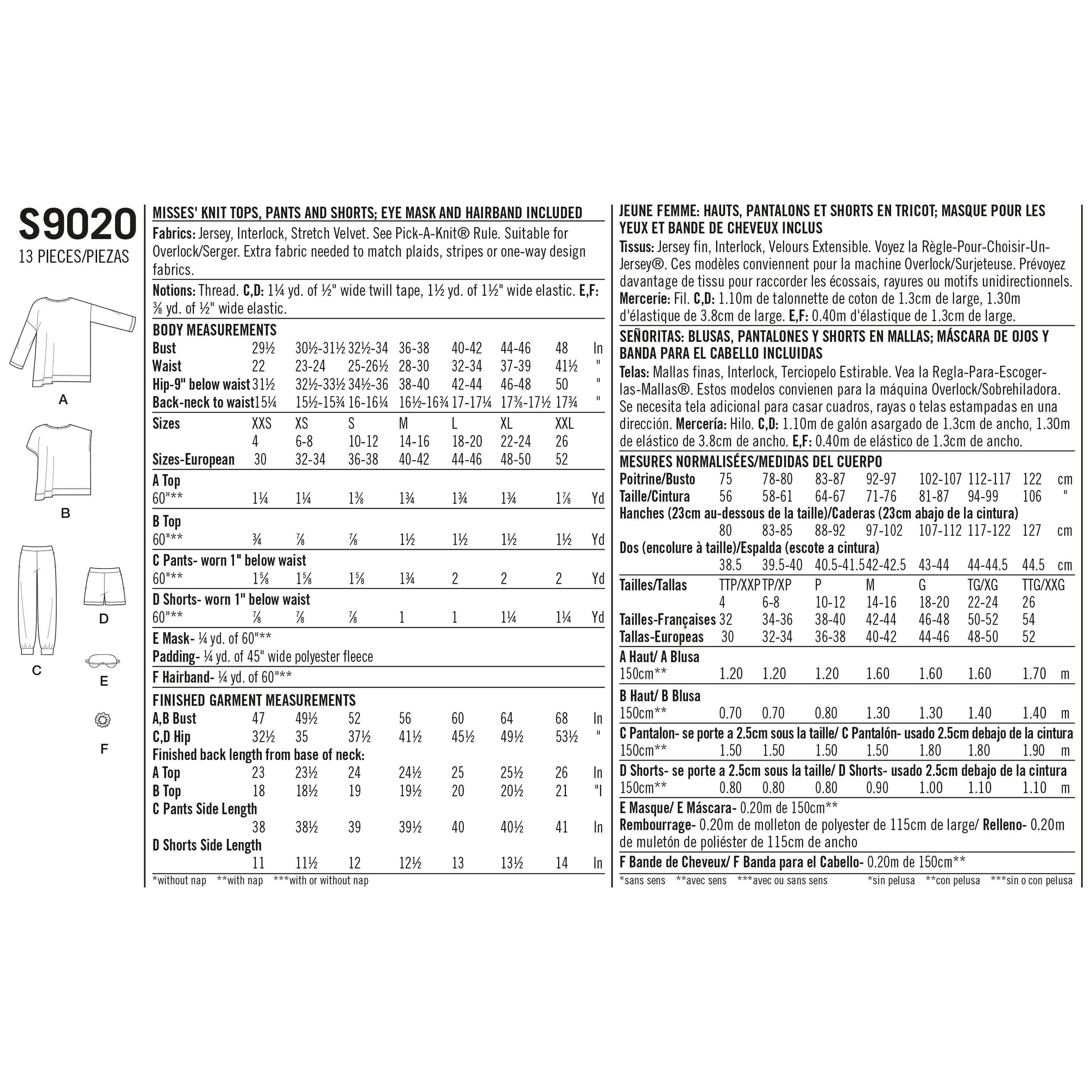 Simplicity Pattern: Easy-To-Sew, Simplicity Sewing Pattern S9020 Misses' Sleepwear Knit Tops, Pants, Shorts \u0026 Accessories Sizes A (Xxs-Xs-S-M-L-Xl-Xxl)