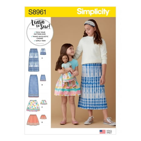 Simplicity Paper Sewing Pattern 8961 - Skirts and Doll Clothes for Kids, Teenagers