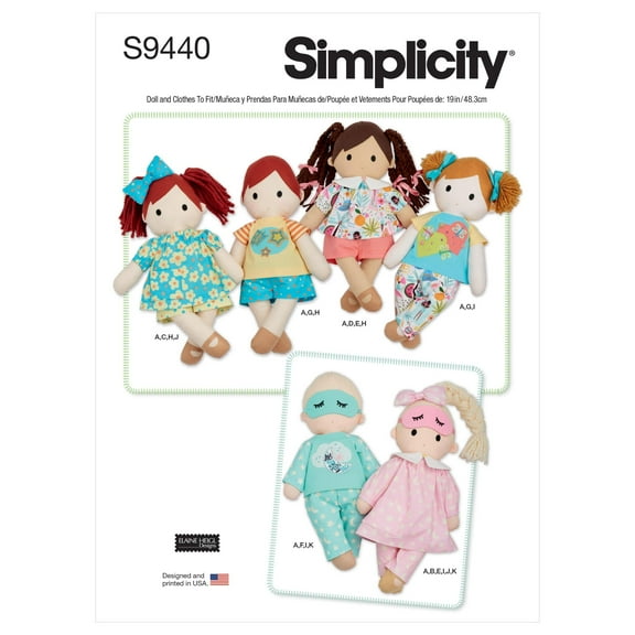 Simplicity Paper Sewing Pattern 9440 - Doll Clothes and Toys