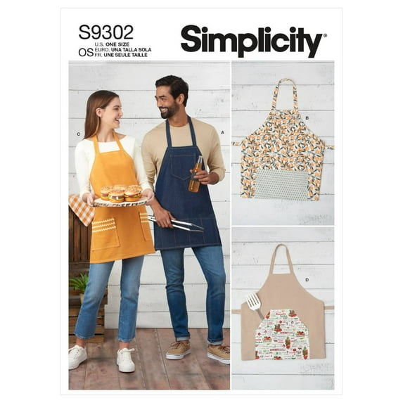 Simplicity Paper Sewing Pattern 9302 - Aprons for Men, Women