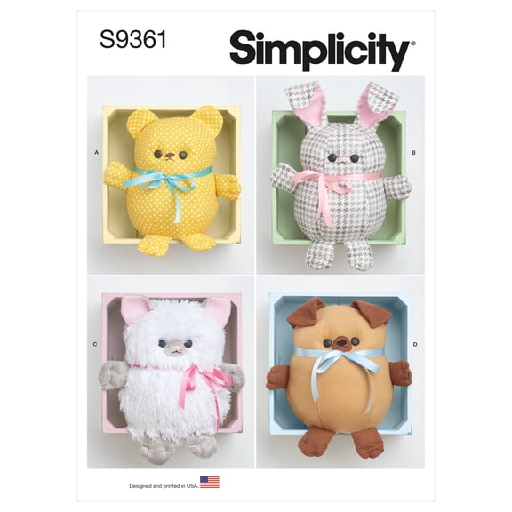 Simplicity Plush Bear, Bunny, Kitten and Pup-ONE SIZE