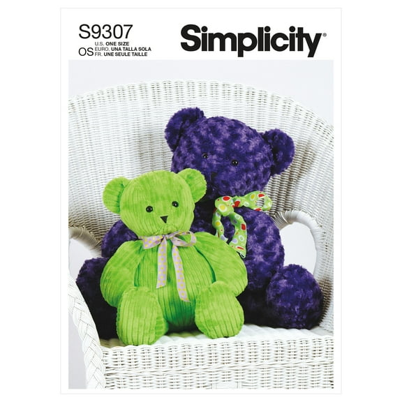 Simplicity Plush Bear Packet, 9307 Sewing Pattern, One Size, White