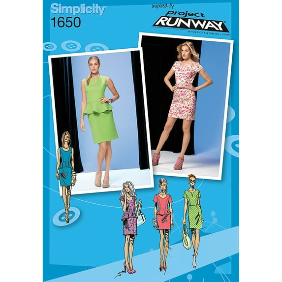 Simplicity Project Runway Misses' & Miss Petite Size 4-12 Dress Pattern, 1 Each