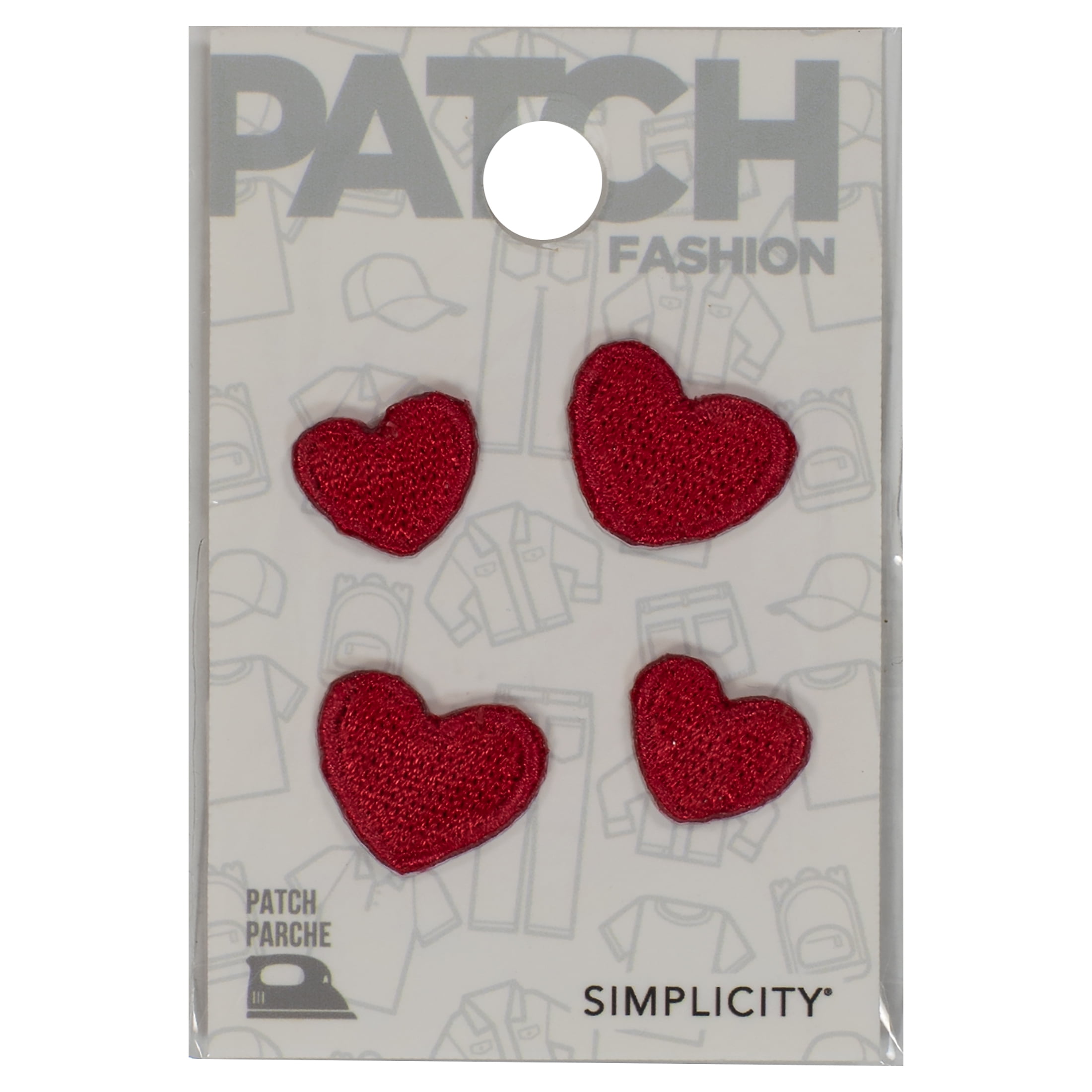  Simplicity 19320100102 Red Heart Iron On Applique Patch for  Clothes, Backpacks, and Accessories, Sizes Vary, 4pcs