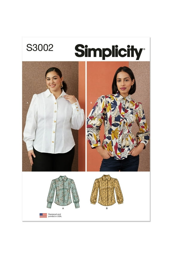 Sewing Pattern 3002 - Misses' and Women's Blouses, Size: M1 (10-12-14-16-18)