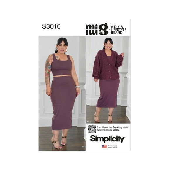 Simplicity Sewing Pattern 3010 - Misses' Knit Cardigan, Tank Top and Skirt by Mimi G Style, Size: K5 (8-10-12-14-16)