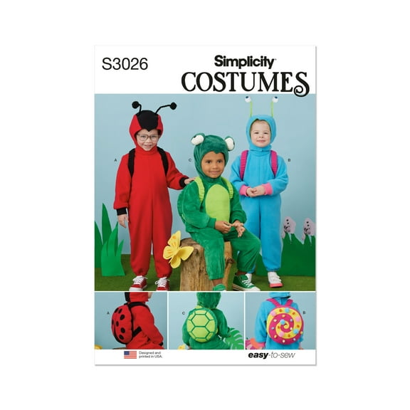 Simplicity Sewing Pattern 3026 - Toddlers' Animal Costumes, Size: A (1/2-4)