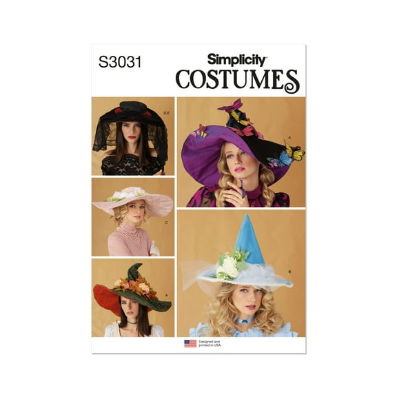 Simplicity Sewing Pattern 3031 - Adult Costume Hats, Size: OS (One Size)
