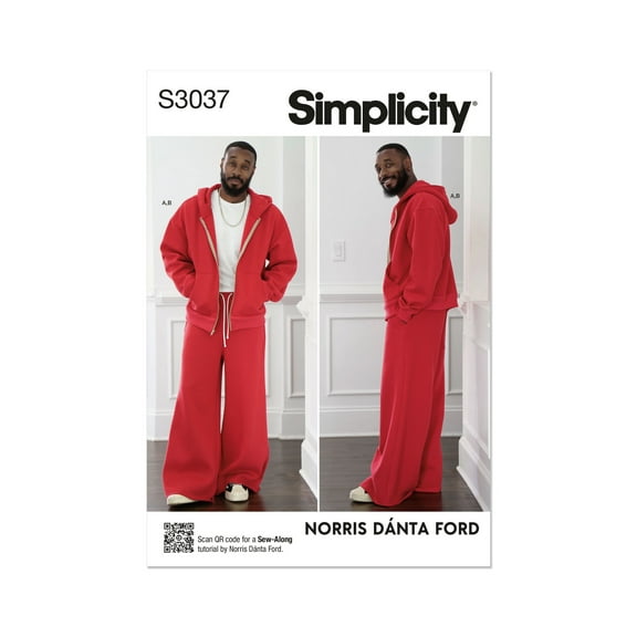 Simplicity Sewing Pattern 3037 - Men's Sweatshirt and Sweatpants by Norris Dnta Ford, Size: A (S-XXL)