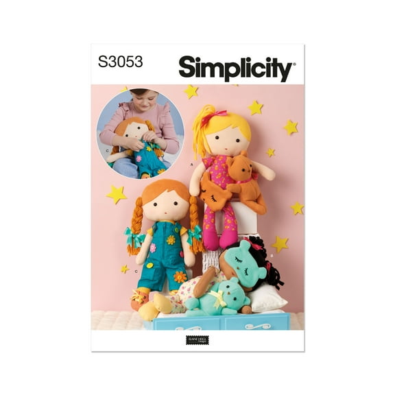 Simplicity Sewing Pattern 3053 - Stuffed Dolls with Clothes by Elaine Heigl Designs, Size: OS (One Size)
