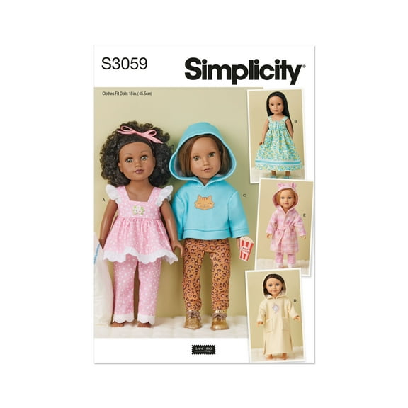 Simplicity Sewing Pattern 3059 - 18" Doll Clothes by Elaine Heigl Designs, Size: OS (One Size)