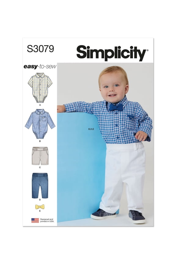Sewing Pattern 3079 - Babies' Bodysuits, Shorts and Pants, Size: A (XS-L)