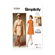 Simplicity Sewing Pattern 3084 - Dresses, Capes and Vintage Style for Women - H5 6-8-10-12-14 - Easy