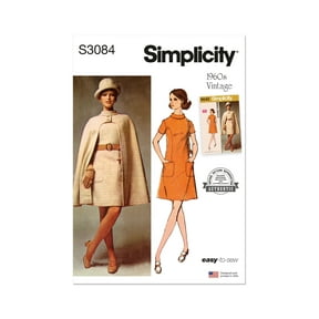Simplicity Sewing Pattern 3084 - 1960s Misses' Cape and Dress, Size: R5 (14-16-18-20-22)