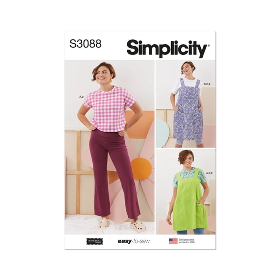 Simplicity Sewing Pattern 3088 - Misses' Tops, Pants and Apron Dresses by Elaine Heigl Designs, Size: A (XS-S-M-L-XL-XXL)