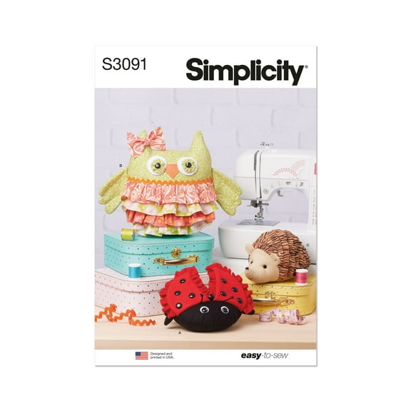 Simplicity Sewing Pattern 3091 - Plush Animals, Size: OS (One Size)