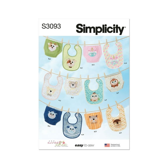 Simplicity Sewing Pattern 3093 - Babies' Bibs and Diaper Cover by Sew Sweet Chic by Susan Cousineau, Size: OS (One Size)